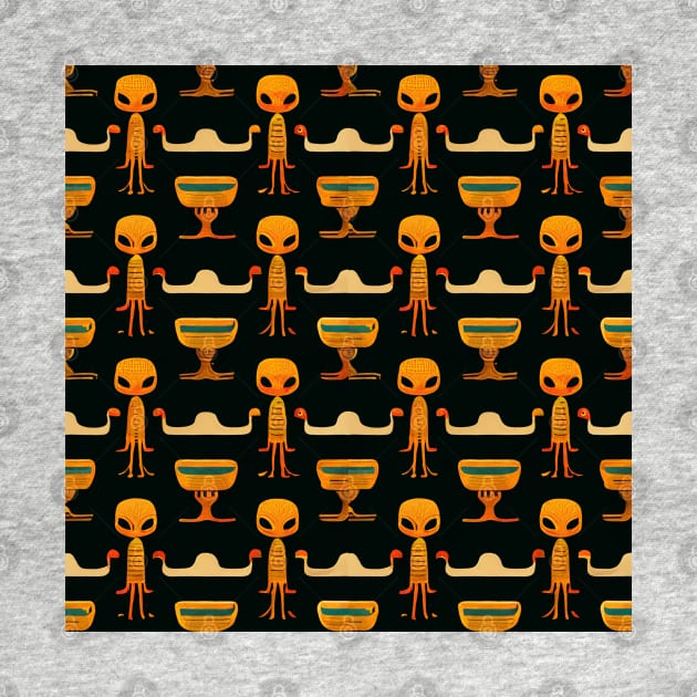 Alien hieroglyphs seamless pattern by Riverside-Moon